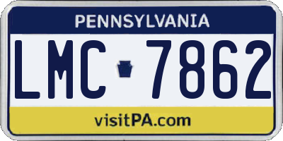 PA license plate LMC7862