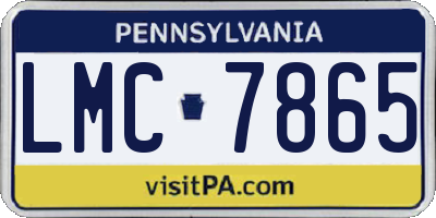 PA license plate LMC7865