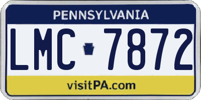 PA license plate LMC7872