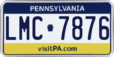 PA license plate LMC7876