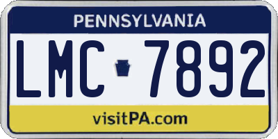 PA license plate LMC7892