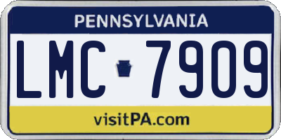PA license plate LMC7909