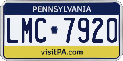 PA license plate LMC7920