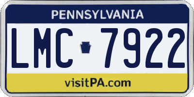 PA license plate LMC7922