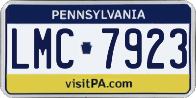 PA license plate LMC7923