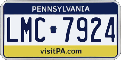 PA license plate LMC7924