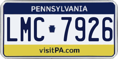 PA license plate LMC7926