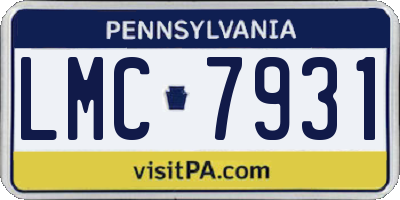 PA license plate LMC7931
