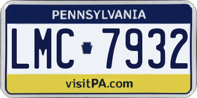 PA license plate LMC7932