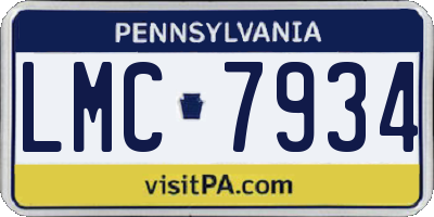 PA license plate LMC7934