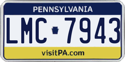 PA license plate LMC7943