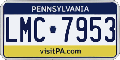 PA license plate LMC7953
