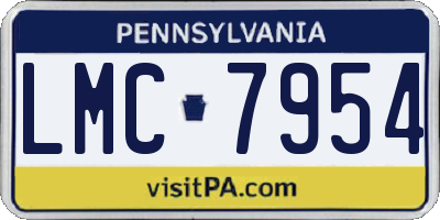 PA license plate LMC7954