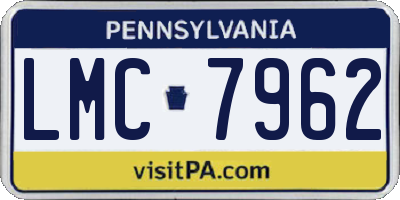 PA license plate LMC7962