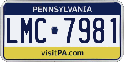 PA license plate LMC7981