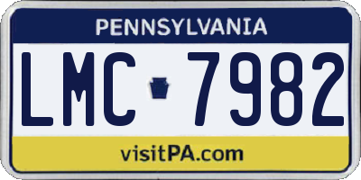 PA license plate LMC7982