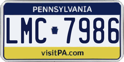 PA license plate LMC7986