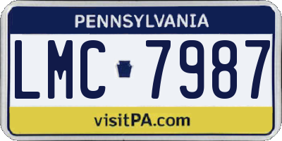 PA license plate LMC7987