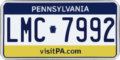 PA license plate LMC7992