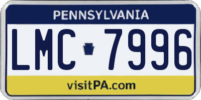 PA license plate LMC7996