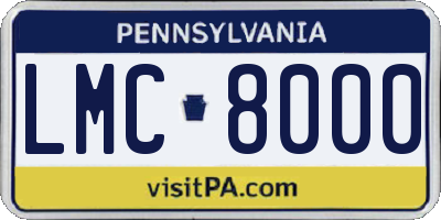 PA license plate LMC8000