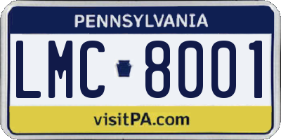 PA license plate LMC8001