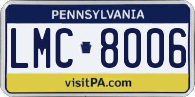PA license plate LMC8006
