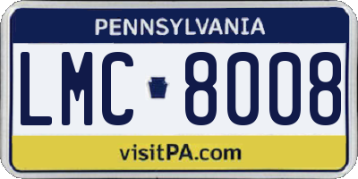 PA license plate LMC8008