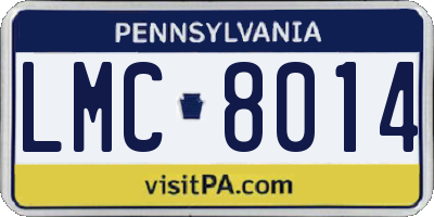 PA license plate LMC8014
