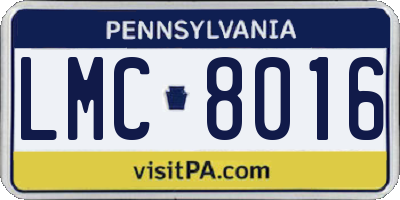 PA license plate LMC8016
