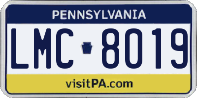 PA license plate LMC8019