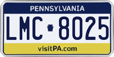 PA license plate LMC8025