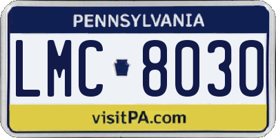 PA license plate LMC8030