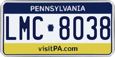 PA license plate LMC8038