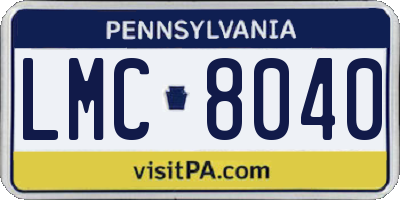 PA license plate LMC8040