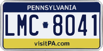PA license plate LMC8041