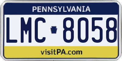 PA license plate LMC8058