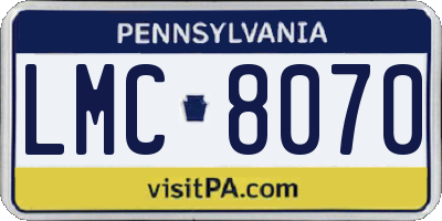 PA license plate LMC8070
