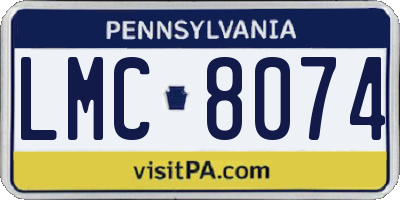 PA license plate LMC8074