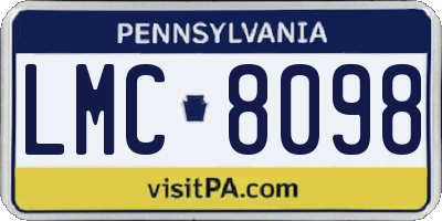 PA license plate LMC8098