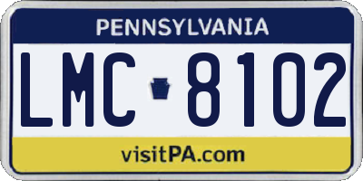 PA license plate LMC8102