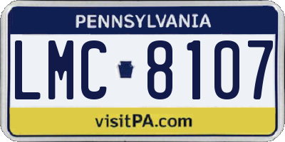 PA license plate LMC8107