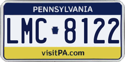 PA license plate LMC8122