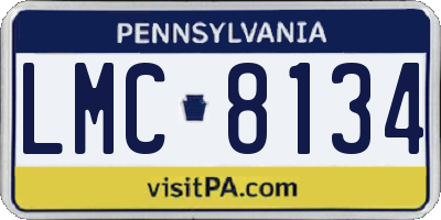 PA license plate LMC8134