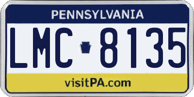 PA license plate LMC8135