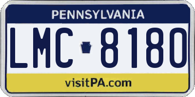 PA license plate LMC8180
