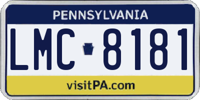 PA license plate LMC8181