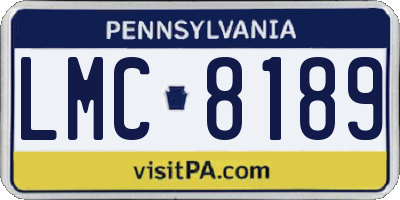 PA license plate LMC8189