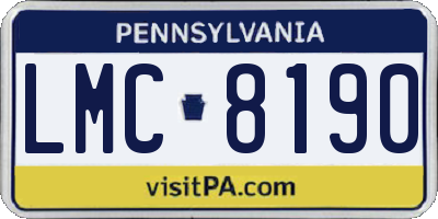 PA license plate LMC8190