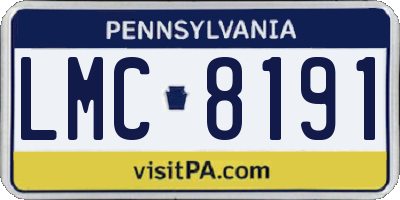 PA license plate LMC8191